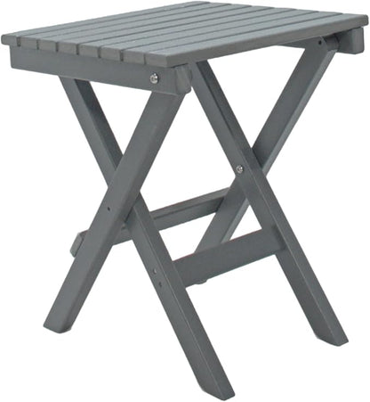 Outdoor Side Table Patio HDPE Small Outside Plastic Folding End Tables for Porch, Patio, Adirondack, Pool, Indoor, Deck, Balcony, Coffee, Grey