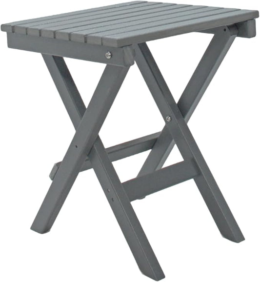 Outdoor Side Table Patio HDPE Small Outside Plastic Folding End Tables for Porch, Patio, Adirondack, Pool, Indoor, Deck, Balcony, Coffee, Grey