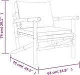 Bamboo Garden Chairs Set of 2, 29.5x24.8x29.1in Outdoor Patio Couch with Cream Cushions - Photo 3