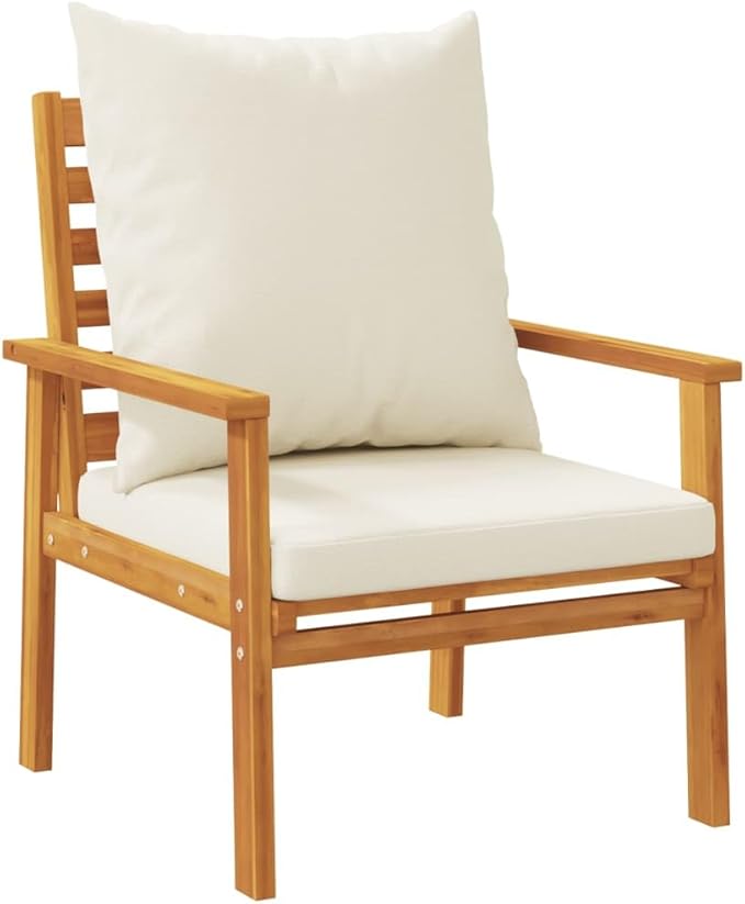 Solid Acacia Wood Garden Sofa Chair Set with Cushions for Outdoor and Indoor Use, Modern Patio Furniture - Photo 2
