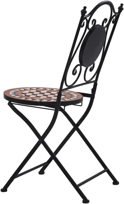 Mosaic Bistro Chairs 2 pcs Brown Ceramic Patio Chairs Outdoor Furniture Outdoor Chairs Suitable for Gardens, Pools and Balconies.