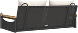 Black Poly Rattan Swing Bench with Removable Cushions, UV Resistant Outdoor Patio Furniture for Garden and Balcony - Photo 6