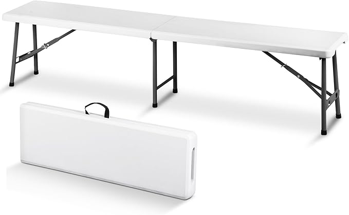 SUPER DEAL 6 FT Plastic Folding Bench, Portable Outdoor Bench with Handle & Non-Slip Mat - Photo 1