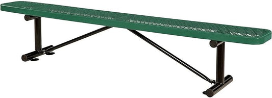 Global Industrial 8'L Heavy Duty Expanded Metal Mesh Flat Bench with Steel Frame, Portable Outdoor Bench, 1000 lbs Capacity, Green, 96" L x 14-1/2"W x 18" H