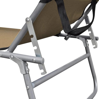 Folding Taupe Sun Lounger w/Adjustable Reclining Backrest, 22.6x74.2x10.6 in Lightweight Aluminum Frame Chaise Lounge for Patio Poolside Lawn Beach Outdoor
