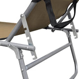 Taupe Folding Sun Lounger with Canopy, 74.2" Outdoor Chaise for Beach Patio Pool, 264 lb Capacity, No Assembly - Photo 6