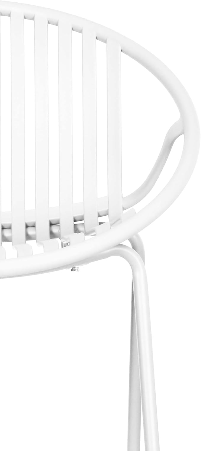 2 Pieces Outdoor Dining Chair,Modern Style Patio Dining Chairs,Breathable Design Stackable Lawn Chairs,Metal Legs+Plastic Backrest,for Patio Or Restaurant Garden (White)