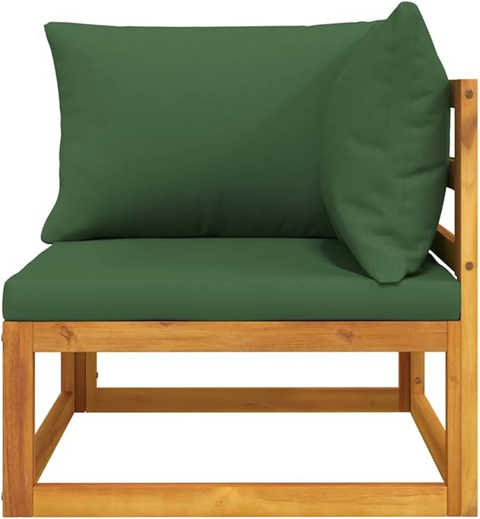 Green Acacia Wood Outdoor Modular Corner Sofa Unit for Patio, Balcony, and Garden Seating Areas