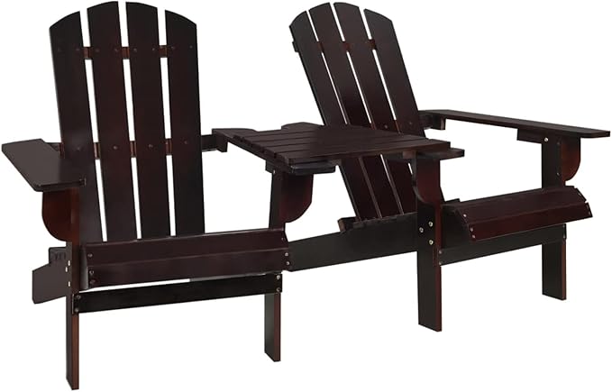Adirondack Chairs with Tea Table Adirondack Chair Brown Garden Chair Wood Recliner Chair Adirondack Garden Chair Deck Chair Balcony Chair Garden Lounger Solid Wood Fir