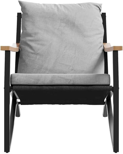5 Piece Black Powder-Coated Steel Balcony Furniture Set, 31.9 x 47.2 x 26.8 in Rectangle Outdoor Seating for 5, Robust & Modern for Patio, Garden & Small Balcony