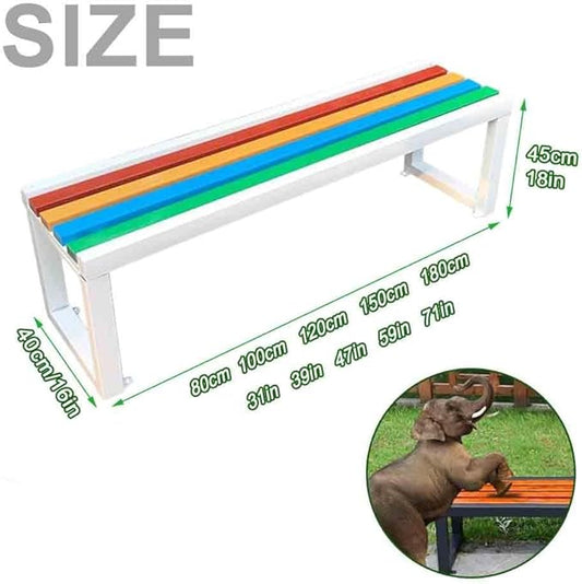 31" Outdoor Bench Weatherproof Patio Garden Benches Metal Backless Bench Seating 2-4 Person Slatted Chairs for Porch Patio Lawn and Backyard Black(White,L-71)
