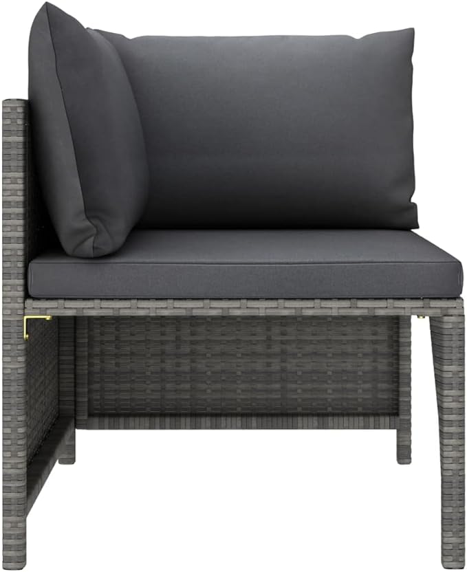 Sectional Corner Sofa with Cushions Gray Poly Rattan,Comfortable Patio Sectional Corner Sofa for Outdoor Garden Lounge - Photo 4
