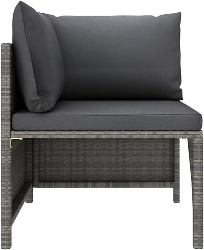 Sectional Corner Sofa with Cushions Gray Poly Rattan,Comfortable Patio Sectional Corner Sofa for Outdoor Garden Lounge
