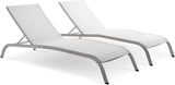 Modway Savannah Modern Aluminum Outdoor Chaise Lounge in White (Set of 2) - Photo 1