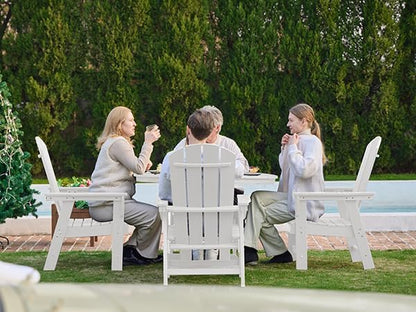 SERWALL Outdoor Adirondack Dining Chair Set of 2, All Weather HDPE Patio Chairs, White