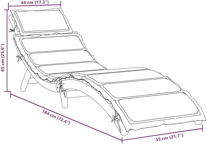 Solid Acacia Wood Sun Lounger, Taupe Patio Chaise Lounge Chair for Poolside and Garden - Photo 2