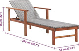 Adjustable Sun Lounger with Cushion, Grey Outdoor Chaise Lounge Chair - Photo 2