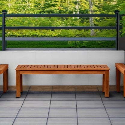Amazonia Aster Backless Patio Eucalyptus Wood | Ideal for Outdoors and Indoors, 53", Brown Bench