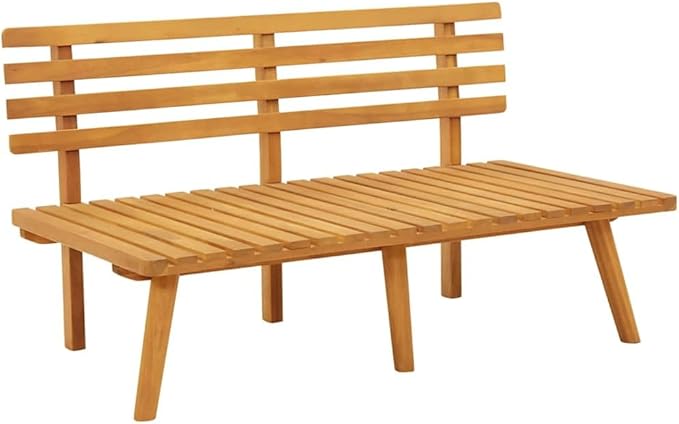 Outdoor Garden Bench with Cushions, Solid Acacia Wood 2-Seater Patio Loveseat - Photo 8