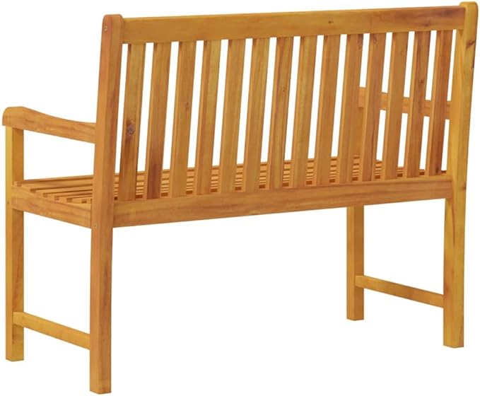 Solid Acacia Wood Garden Bench 43.3 Inch Rustic Outdoor Bench for Patio Backyard Porch Natural Brown Oiled Finish Weather Resistant Seating for 2 Adults