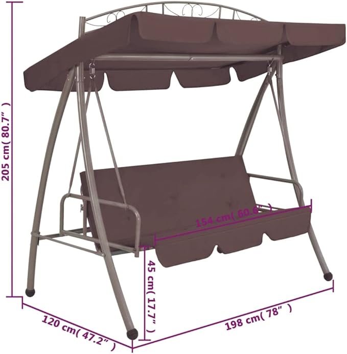 Outdoor Swing Bench with Canopy, 2-Person Convertible Patio Porch Swing Bed - Photo 6