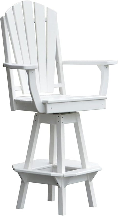 Poly Lumber Adirondack Swivel Bar Chair with Arms, White
