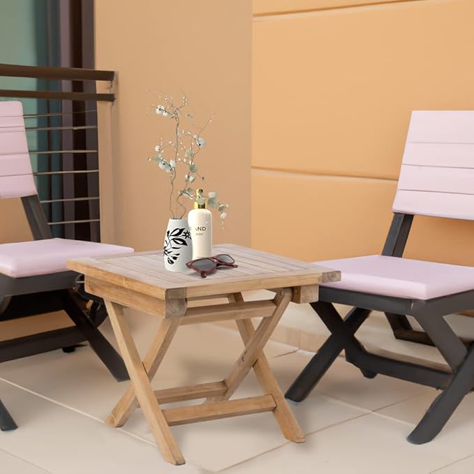 Teak Wood Folding 20”-Inch Outdoor Coffee Table - Perfect for Camping & Outdoor Entertaining - Ideal for Backyard - Photo 2