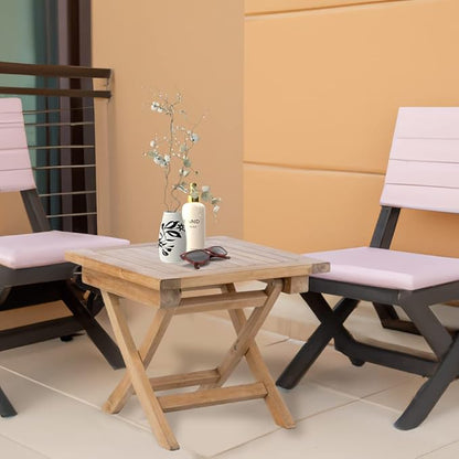 Teak Wood Folding 20”-Inch Outdoor Coffee Table - Perfect for Camping & Outdoor Entertaining - Ideal for Backyard, Front Porch, Balcony (Square)