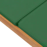 Outdoor Sun Lounger with Green Cushion, Adjustable Teak Wood Chaise Lounge for Patio Garden Poolside - Photo 6