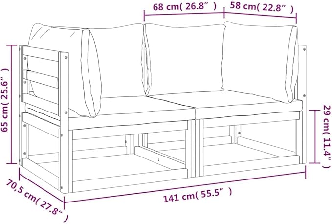 Corner Sofa Taupe Outdoor Sectional Sofa Units, Modular Acacia Wood Seating Set for Garden, Patio, Balcony, 4-Person Capacity
