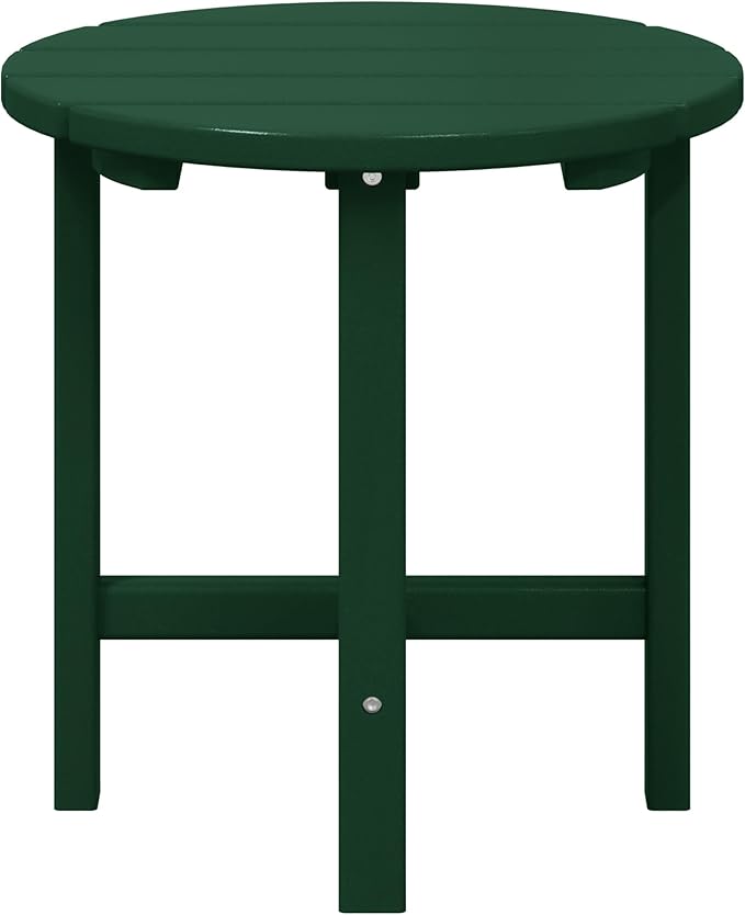 WestinTrends Dylan Adirondack Round Outdoor Side Table, Dark Green