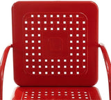 Pemberly Row 3 Piece Metal Outdoor Chair Set, Bright Red Gloss Finish, Retro Patio Furniture, Steel Construction - Photo 7