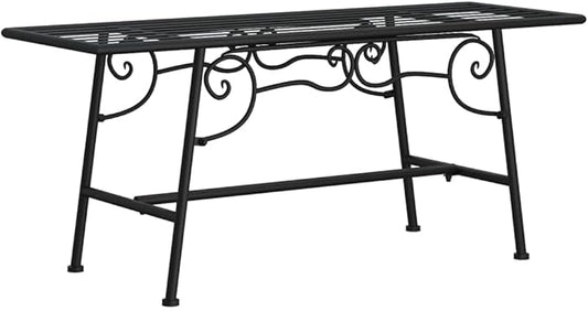 vidaXL Tree Bench 43.3" Black Steel Outdoor Seating Chair - Industrial Design for Garden, Patio, Yard - Weather- Metal Lounge