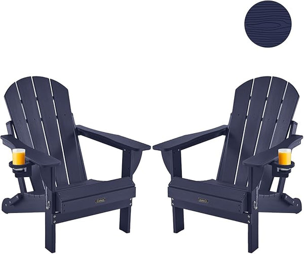 Ciokea Folding Adirondack Chairs Set of 2, Patio Adirondack Chair Weather Resistant - Photo 1