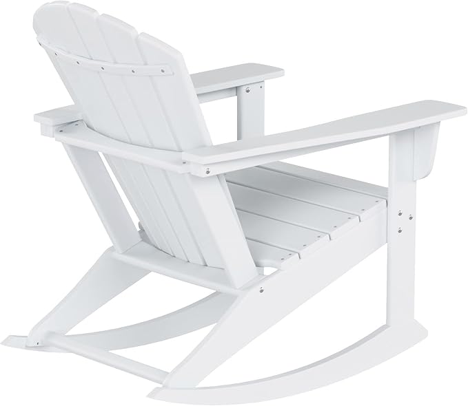 WO WESTIN OUTDOOR HDPE Altura Outdoor Rocking Poly Adirondack Chair, White