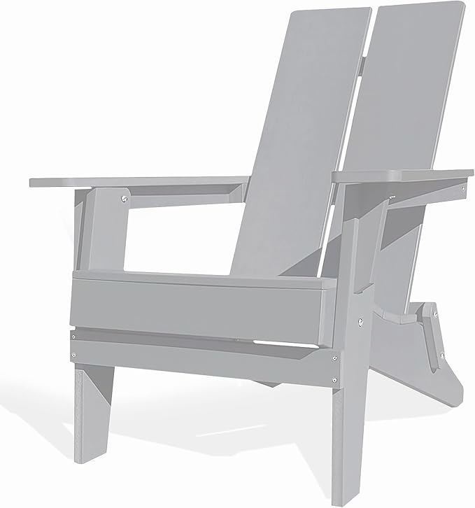 Modern Folding Adirondack Chair, All-Weather HIPS Plastic Outdoor Lounge with Cup Holder, Stackable Resin Patio Chair for Fire Pit, Garden, Deck & Backyard Seating (Gray)