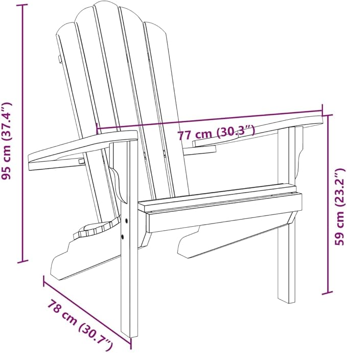 Garden Adirondack Chair in Solid Teak Wood Medium Durable Outdoor Furniture with Smooth Finish for Patio Balcony - Photo 2
