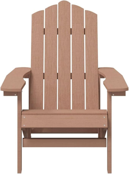 Adirondack Chairs 2 Pcs Set HDPE Brown Outdoor Patio Furniture for Garden Lawn Poolside Relaxation Comfortable Lounge Chairs