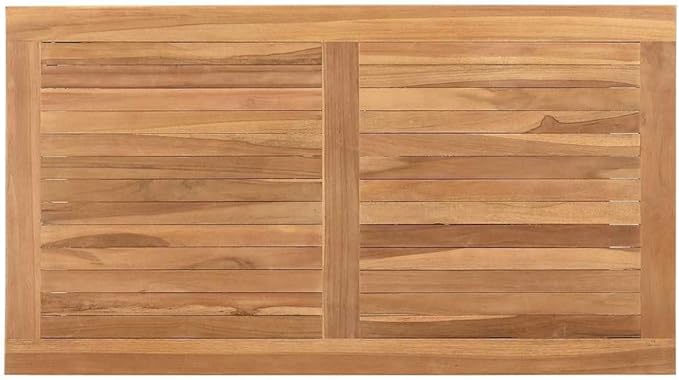 Solid Teak Outdoor Coffee Table 35.4 x 19.7 x 17.7 in Brown Modern Patio Dining Table with Hidden Storage for Garden - Photo 8