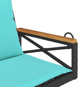 Garden Bench Deck Bench Swing Bench with Cushions Black 24.8"x24.4"x15.7" Poly Rattan - Photo 7