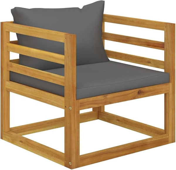 vidaXL Solid Acacia Wood Patio Chair with Dark Gray Cushions - Weather Resistant & Easy to Maintain Outdoor Seating - Photo 1