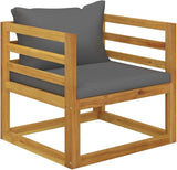vidaXL Sectional Corner Sofa with Dark Gray Cushions - Solid Acacia Wood Outdoor Seating - Easy to Assemble - Photo 1
