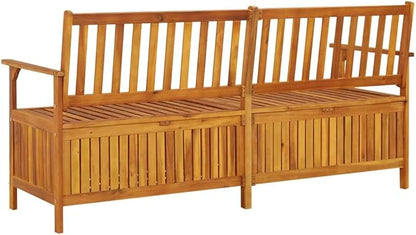 Solid Acacia Wood Storage Bench with Spacious Storage, Natural Brown Finish, 67 Inch Length, 100% Polyester Large, Durable Outdoor Indoor Seating, Rustic Design, Weather