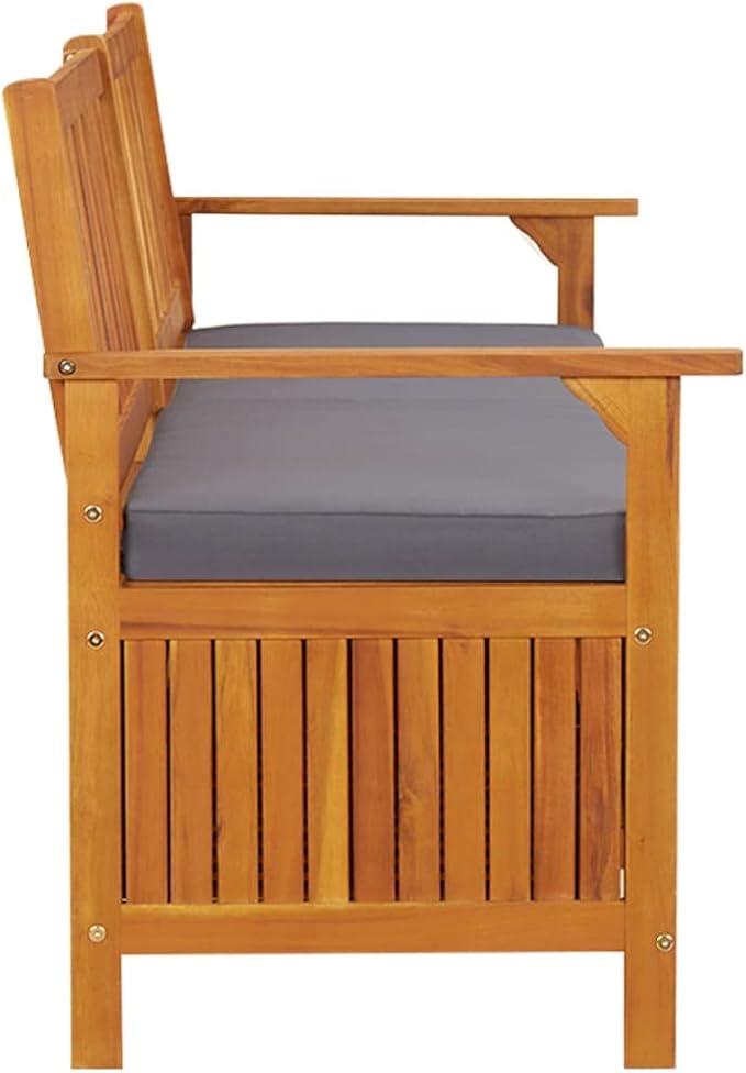 vidaXL Chill Rustic Garden Bench, Outdoor Seating with Storage, Rectangular Acacia Patio Furniture