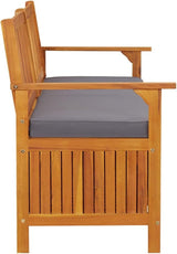 Storage Bench with Cushion, WoodenPatio Storage BenchOutdoor Garden Bench, Bench with Backrest for Patio, Garden, Yard - Photo 4