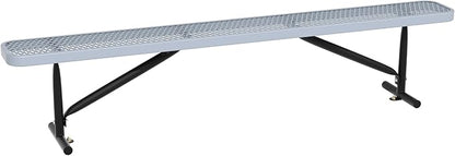 8FT Metal Park Bench for Outside, All-Weather Thermoplastic Coating Outdoor Bench with Anchor, Commercial Heavy Duty Benches for Shopping Malls, Stores, Parks, Patios, Decks, Grey