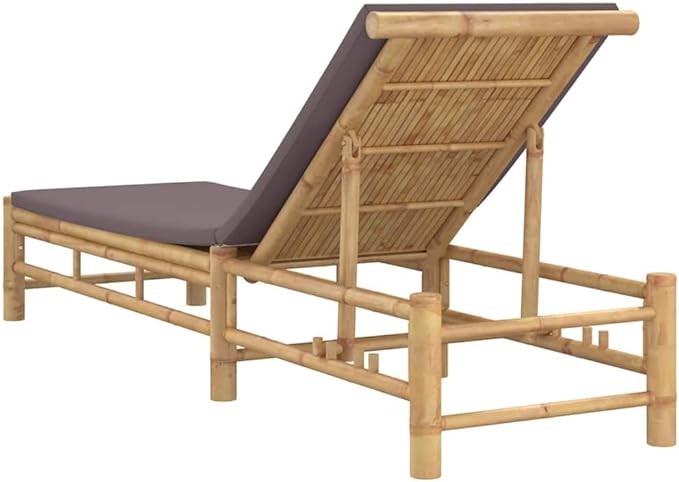 Bamboo Chaise Lounge Chair Outdoor, 78.3"x21.7" Adjustable Reclining Patio Sun Lounger with Removable Cushions - Photo 6