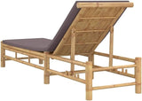Bamboo Chaise Lounge Chair Outdoor, 78.3"x21.7" Adjustable Reclining Patio Sun Lounger with Removable Cushions - Photo 6