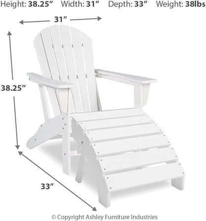 Signature Design by Ashley Sundown Treasure Outdoor Patio HDPE Weather Resistant Adirondack Chair, White