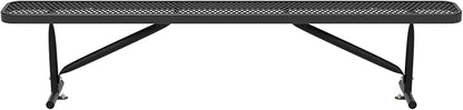8FT Metal Park Bench for Outside, All-Weather Thermoplastic Coating Outdoor Bench with Anchor, Commercial Heavy Duty Benches for Shopping Malls, Stores, Parks, Patios, Decks, Black